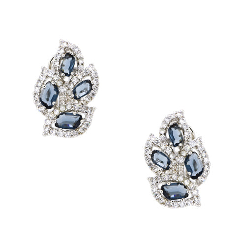 BME80660 - Simulated CZ Leaf Stud Earrings - Stud Earrings
