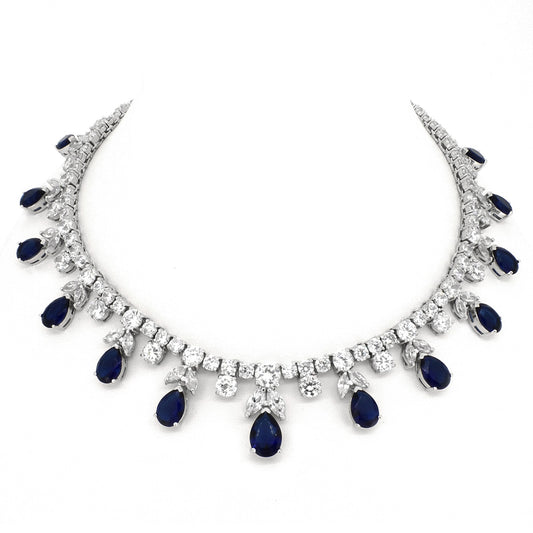 BMN5214 - Fancy Pear Drop CZ Necklace - Statement Necklace
