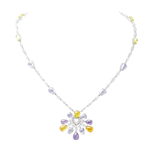 BMN80002 - Radiates Of Love Unique Cabochon CZ - Statement Necklace