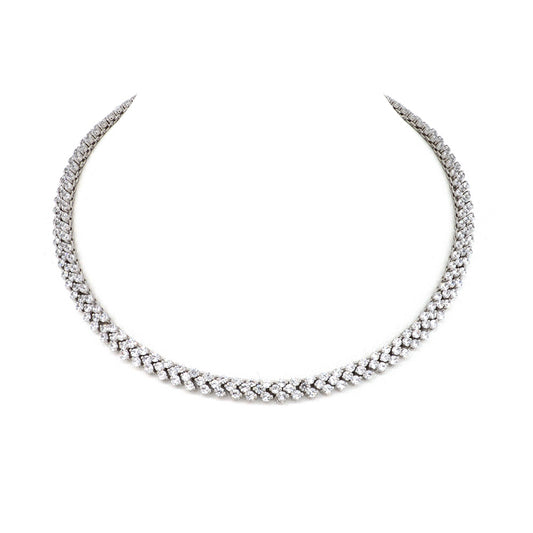 BMN90032 - Brilliant CZ V Shape Bridal Necklace - Collar Necklace