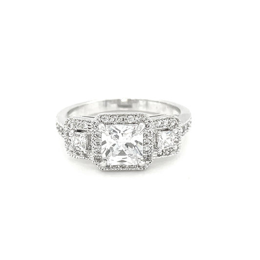 BMRJR4687WH - Princess Cut Triple Contrast - Engagemet Ring