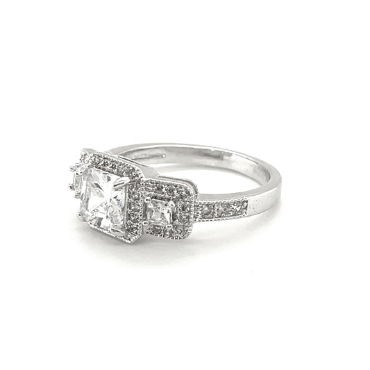 BMRJR4687WH - Princess Cut Triple Contrast - Engagemet Ring