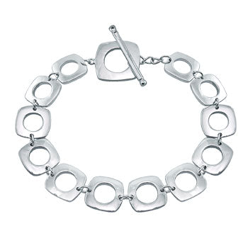 BMB60394 - Silver Tone In Square Shape In Hole Bracelet - Bracelet