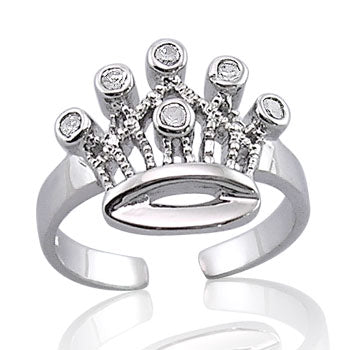 SR63142 - Crown Toe Ring - Delicate Ring