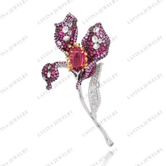 SC28117-Inspired Luxury  925 Sterling Silver Handmade  multi- gem  Brooch  Cubic Zirconia Jewelry For Wedding and Party . Women and Men