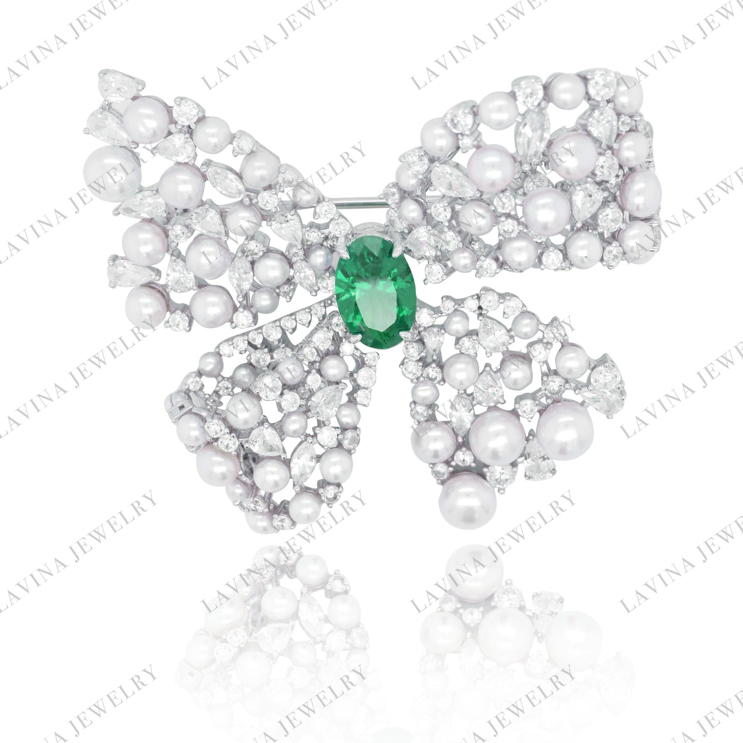 SC282148-Luxury   925 Sterling Silver    Large  Butterfly  Pearl  Brooch   Cubic Zirconia Jewelry For Wedding and Party  Event ,  Jewelry  for Women and Men