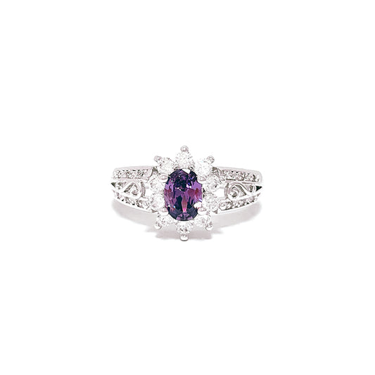 BMR40189PR - Oval Cut Halo Flower  - Engagemet Ring