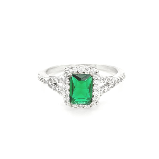 BMR84276GR - 祖母綠切割光環 - 訂婚戒指