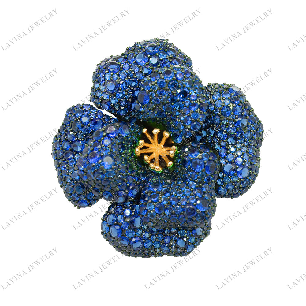 SC28110-Best Selling Jewelry High-end Luxury Accessories Micro Pave S925 Silver CZ Flower Brooch Birthday Gift for Mom