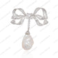 SC28315WP-Pearl Whimsy | Graceful Bow 925 Silver Handcrafted Brooch (Unisex)