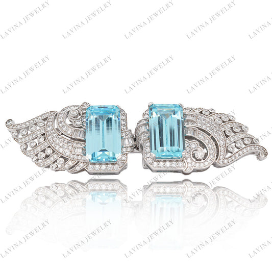 SC28288AQ-Azure Gleam | Sky Blue Dual-Use 925 Silver Handcrafted Brooch (Unisex)