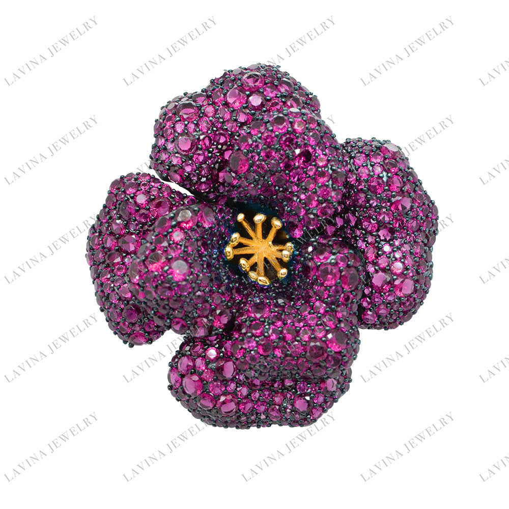 SC28110-Best Selling Jewelry High-end Luxury Accessories Micro Pave S925 Silver CZ Flower Brooch Birthday Gift for Mom