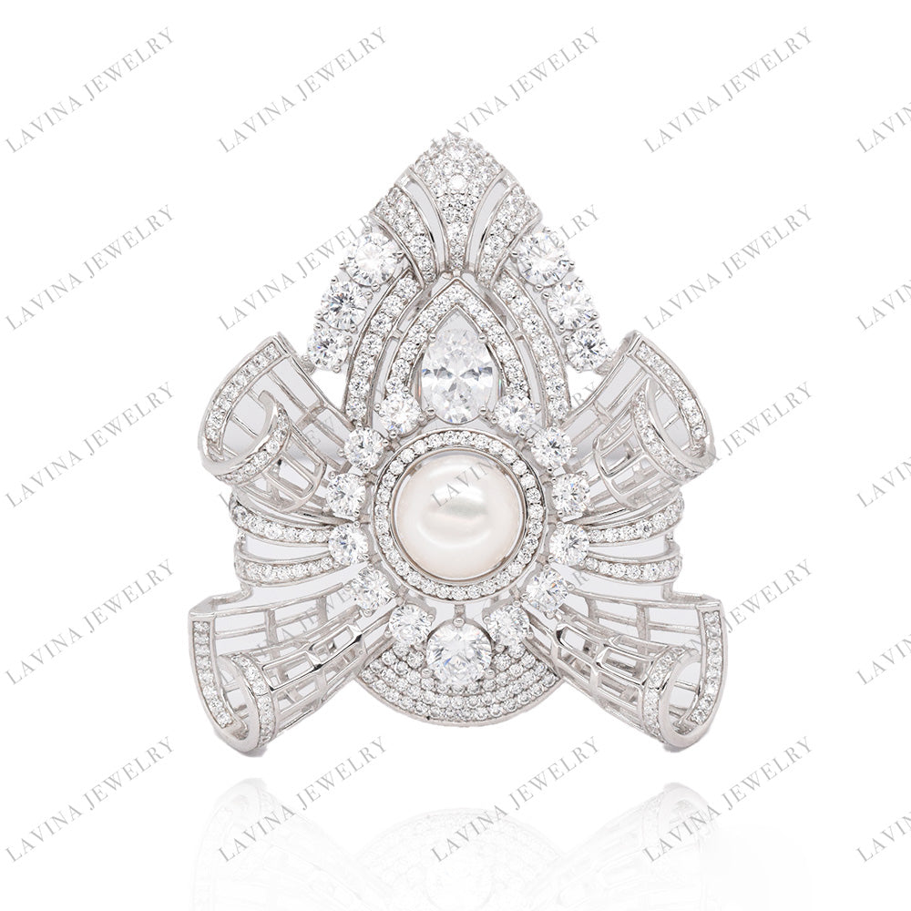 SC28323WP-Timeless Pearl | Vintage 925 Silver Handcrafted Brooch (Unisex)