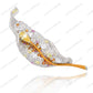 SC28334WH-Golden Foliage | Amber & White Diamond Leaf 925 Silver Handcrafted Brooch (Unisex)