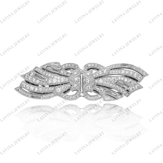 SC28199WH- Luxury   925 Sterling Silver elegant  Vintage brooch  Cubic Zirconia Jewelry For Wedding and Party  Event ,  Jewelry  for Women and Men