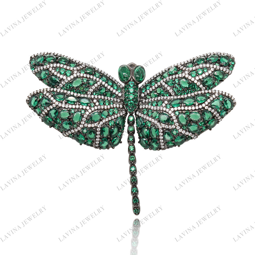 SC28113-Best Selling Jewelry High-end Luxury Accessories Micro Pave S925 Silver CZ Dragonfly  Brooch Birthday Gift for Mom , Cubic Zirconia Jewelry For Wedding and Party  , Animal Jewelry  for Women and Men