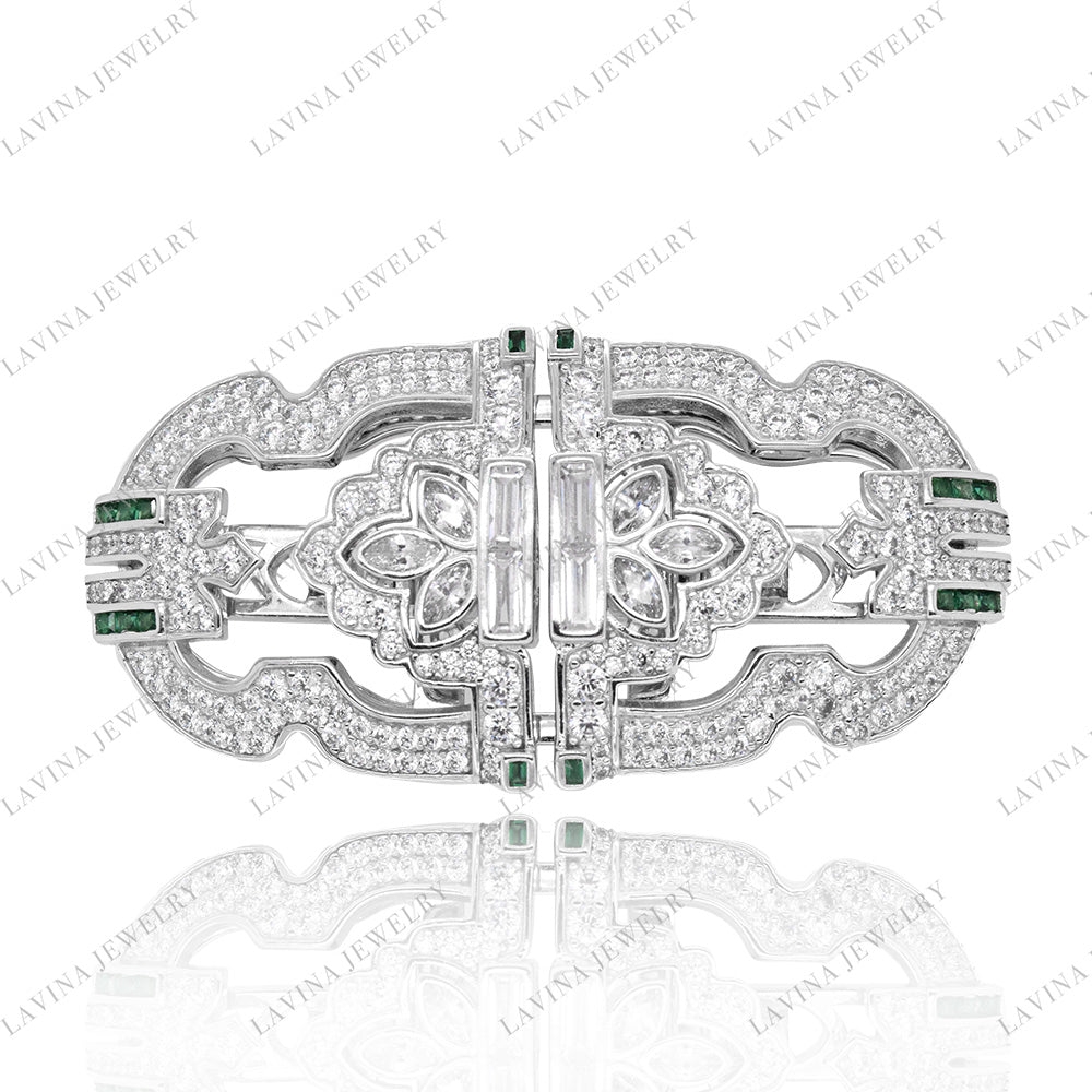 SC28198WH- Luxury   925 Sterling Silver Royal  Vintage brooch  Cubic Zirconia Jewelry For Wedding and Party  Event ,  Jewelry  for Women and Men