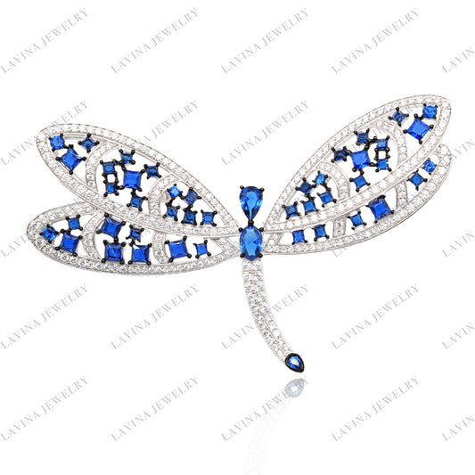 SC28159-uxury  Trendy 925 Sterling Silver delicate  Dragonfly Brooch Cubic Zirconia Jewelry For Wedding and Party,  Jewelry  for Women and Men