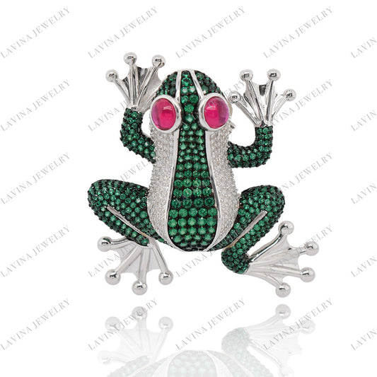 SC28141GR-Luxury   Pave  925 Sterling Silver Forg Brooch  Cubic Zirconia Jewelry   , Animal Jewelry  for Women and Men