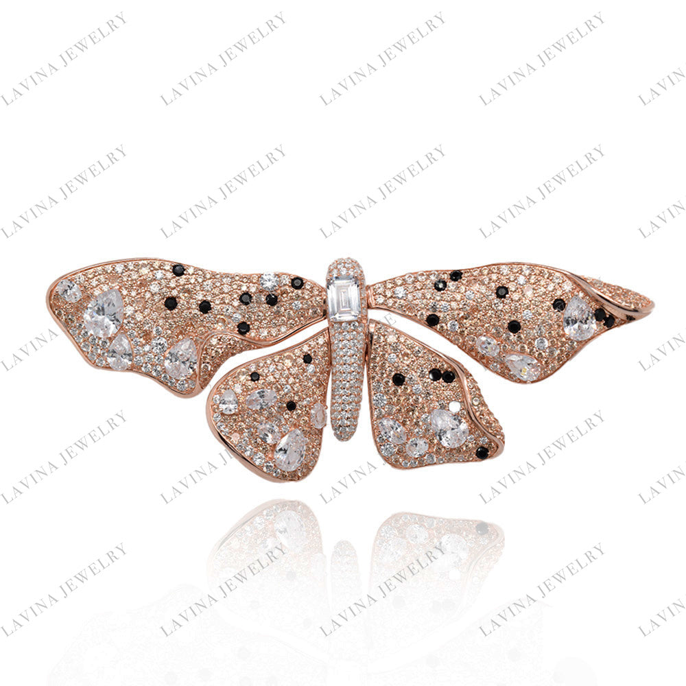 SC28282RG-Ethereal Flutter | Rose Gold & 925 Silver Handcrafted Brooch