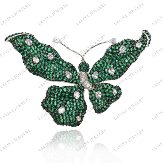 SC28234-Luxury Women  Micro Pave  5A CZ 925 Sterling Silver handmade butterfly  Brooch  Cubic Zirconia Jewelry For Wedding and Party  Event ,  Jewelry  for Women and Men