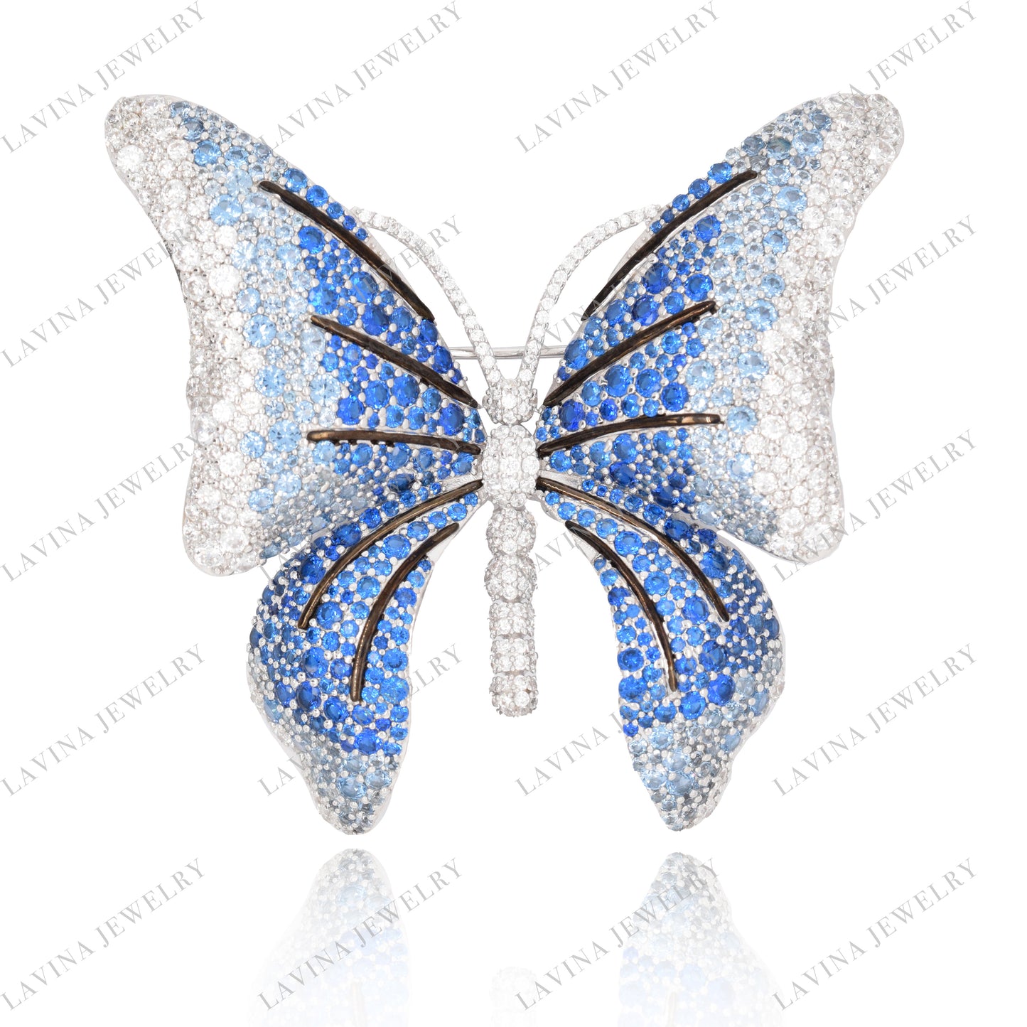 SC28217-Luxury  Micro Pave  925 Sterling Silver Butterfly  Brooch  Cubic Zirconia Jewelry For Wedding and Party  , Animal Jewelry  for Women and Men