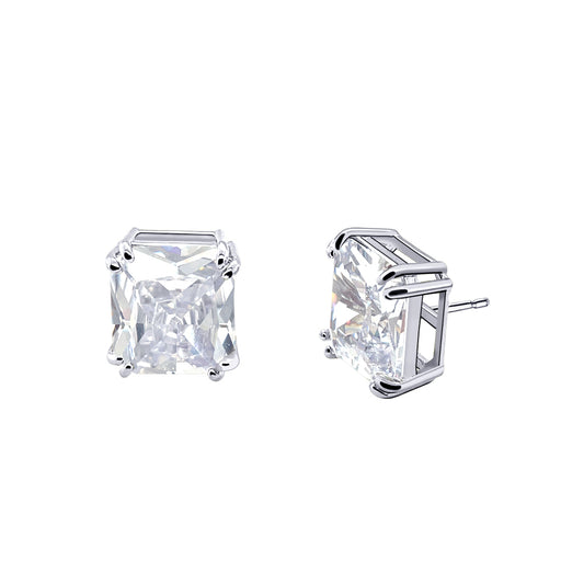BME221934 - Funky Cubic Zirconia Stud Solitaire Earrings (Square Fancy Cut) - Stud Earrings