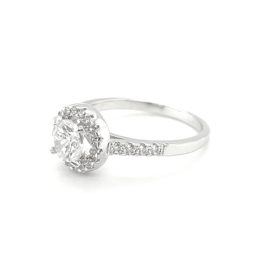 BMR23457WH - 圓形切割光環 - 訂婚戒指