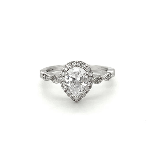 BMR24714WH - Pear Shape Halo - Engagemet Ring