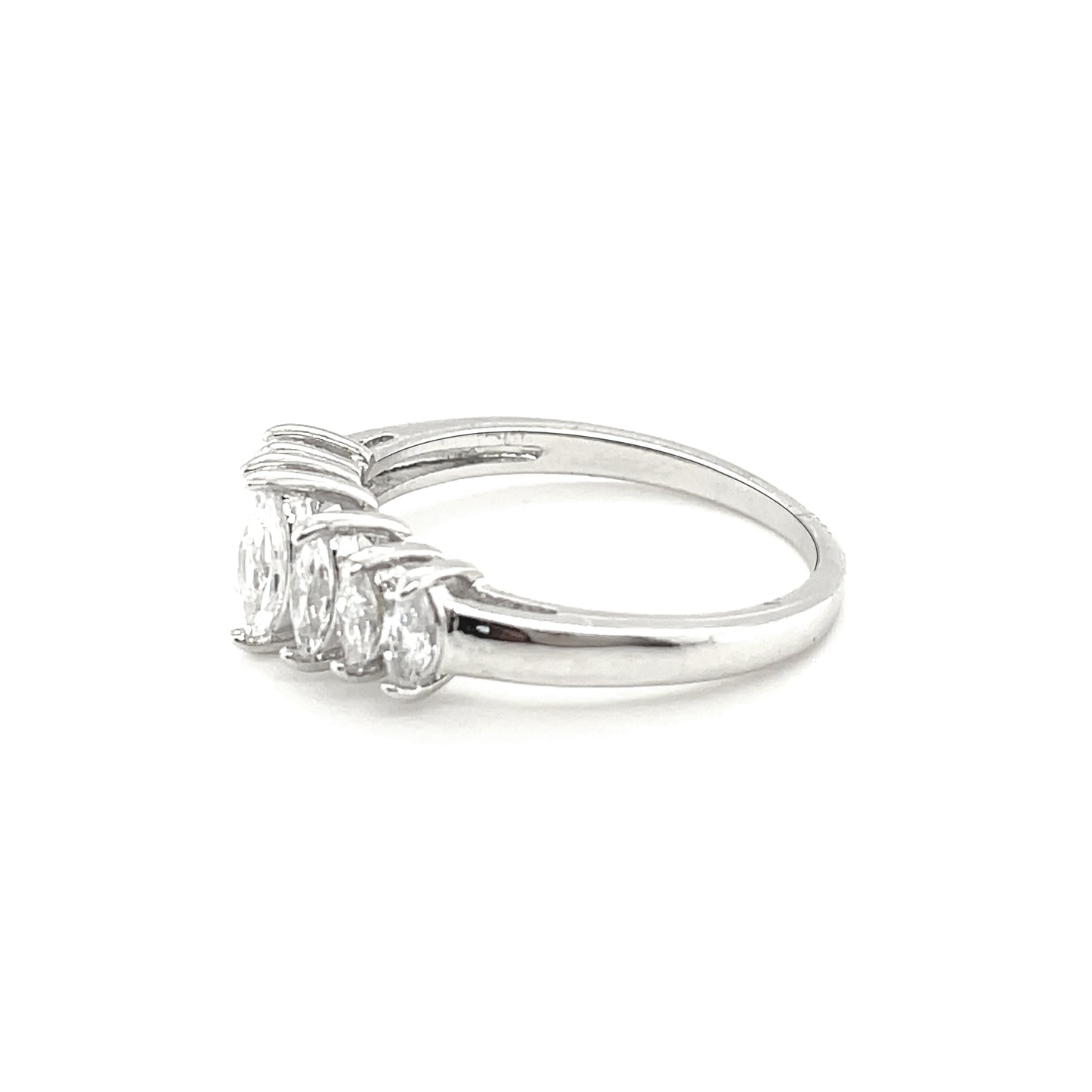 BMR24779WH - Seven Across Marquise Cut  - Engagemet Ring