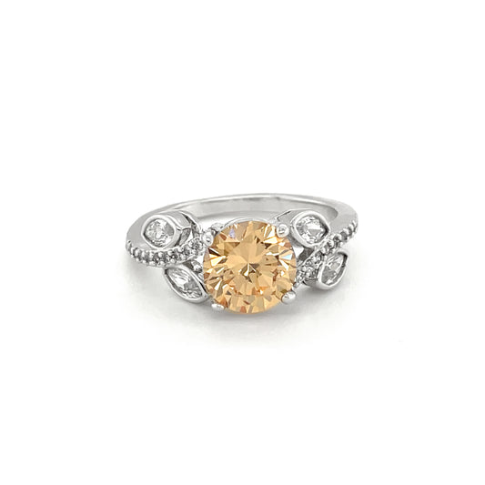 BMR24869CP - 光環花朵漩渦光環 - 訂婚戒指