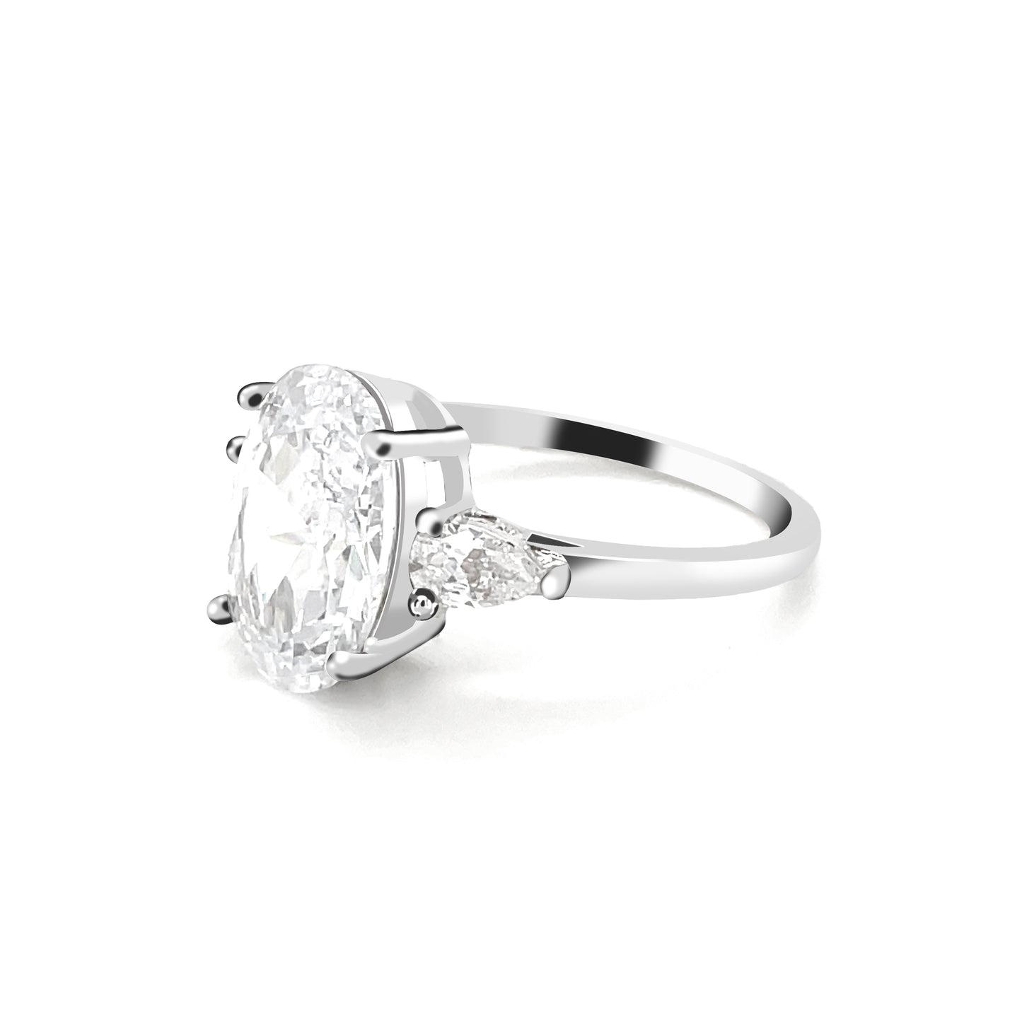 BMR33728WH - Oval Cut Solitaire Stone - Engagemet Ring