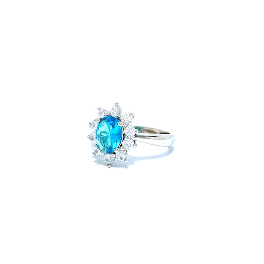 BMR337902AQ - 橢圓形切割光環花朵 - 訂婚戒指