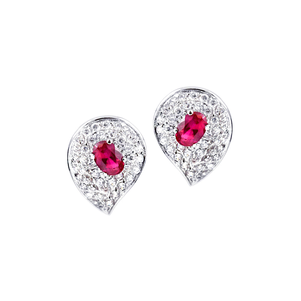 BME5664 - Fancy Imitation Ruby Pave Stud Earrings - Stud Earrings