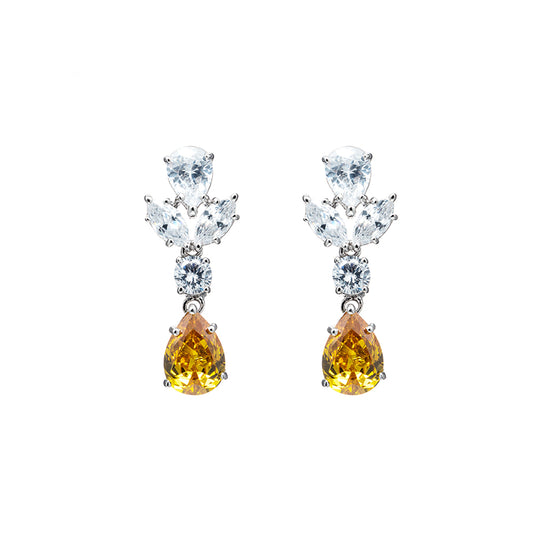 BME5774 -Bridal Leaf Teardrop Screwback  Available CZ Dangle Earring - Pendant Earrings