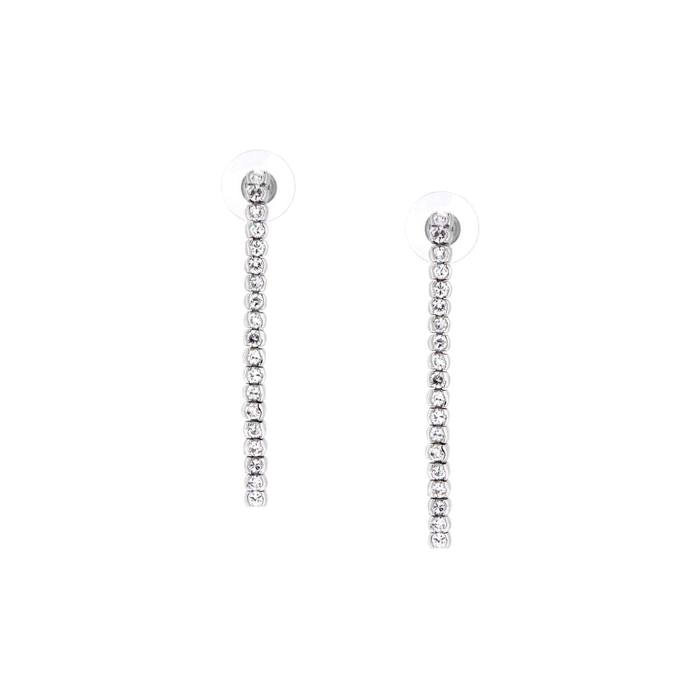 BME5821 -Simple Bezel Set Strand CZ Earring - Drop Earrings