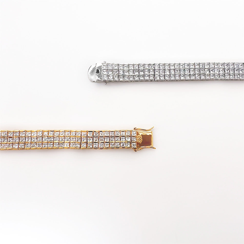 BMB60054 - Three Rows Of Clear Cz Bracelet - Bracelet