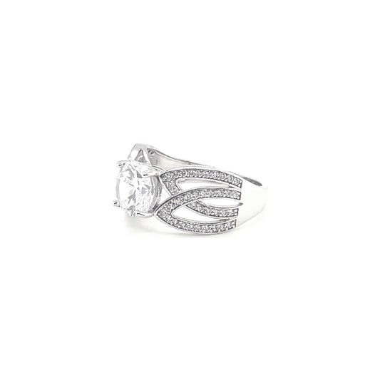 BMR60664WH - 圓形切割編織戒指 - 訂婚戒指