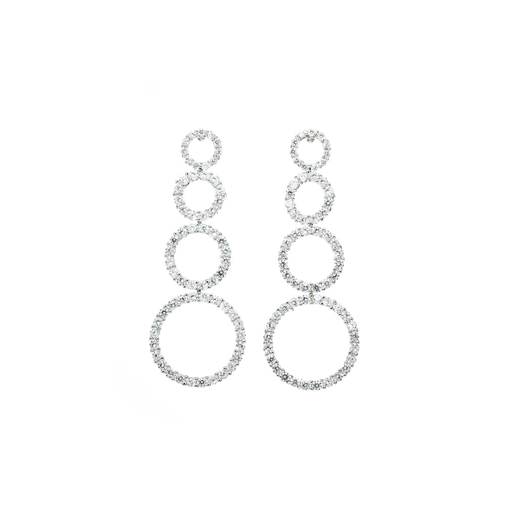 BME61099 -Bridal Circle Pave CZ Dangle Earring - Drop Earrings