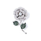 BMC80164 - White Rose Green Leaf - 2-in-1 Pendant Necklace Brooch