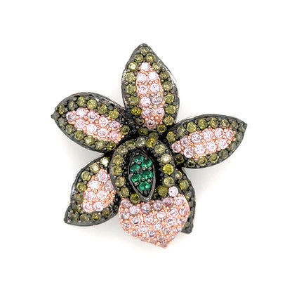 BMC80125 -  Mix Color Petal - 2-in-1 Pendant Necklace Brooch