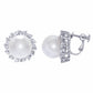BME80964 - 經典貝殼珍珠方晶鋯石耳環 - 夾式耳環