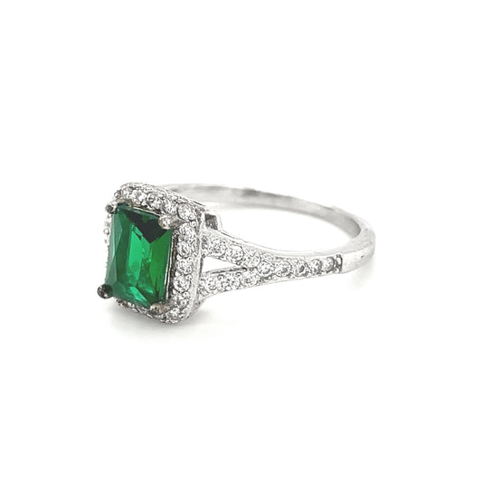BMR84276GR - 祖母綠切割光環 - 訂婚戒指