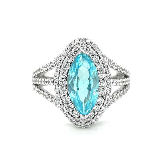 SMR88170 - Mermaid Aquamarine Series - Versailles Collection S925 Silver Ring