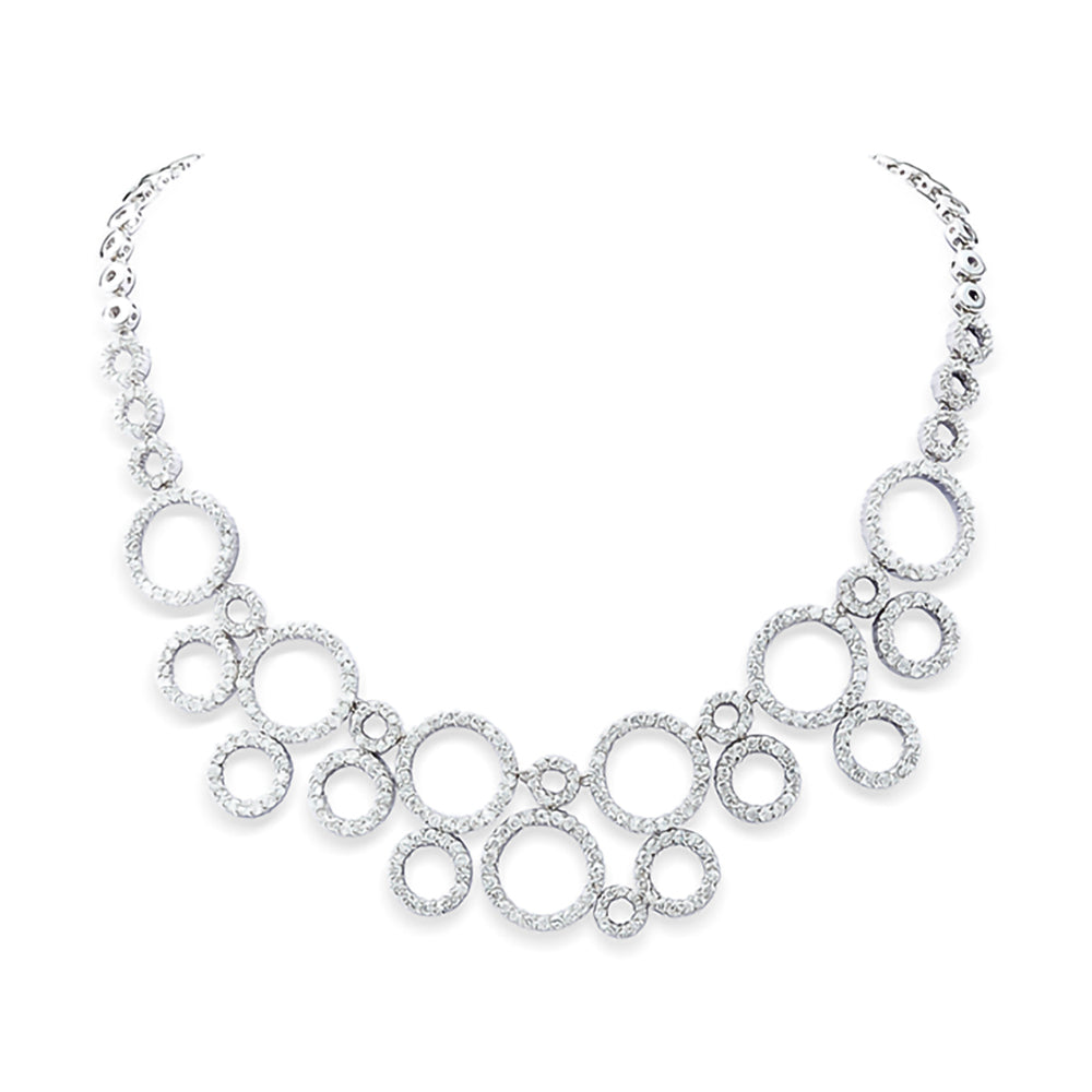 BMN60156 - Gorgeous Circles Faux Diamond - Statement Necklace