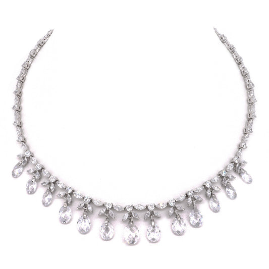 BMN80050 - 優雅的仿白色寶石貝殼珍珠方晶鋯石 - 個性項鍊