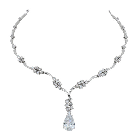 BMN90029 - 梨形切割方晶鋯石婚禮新娘首飾 - 個性項鍊