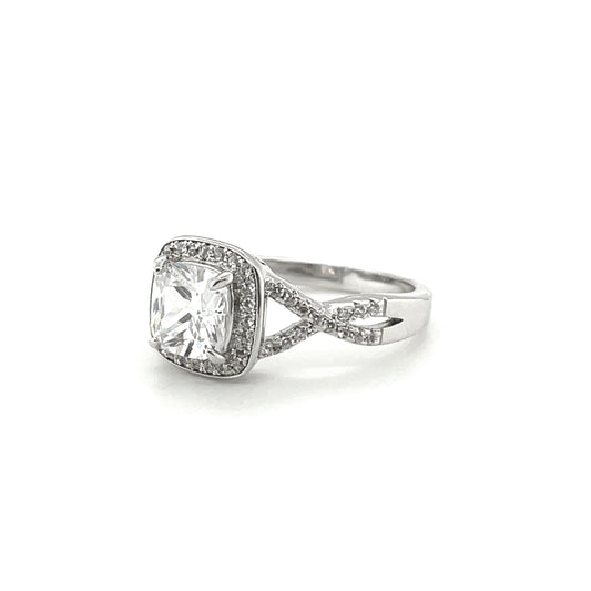 BMRJR4291WH - 墊形切割編織戒指 - 訂婚戒指